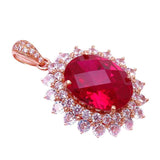 Romantic 14K Rose Ruby Necklace with Crystal Reflective Pendant