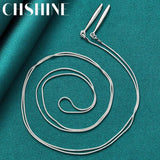 925 Silver Double Snake Chain Leaf Pendant Necklace Women