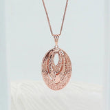 Purple Plated 14K Rose Double Oval Pendant Charm Necklace