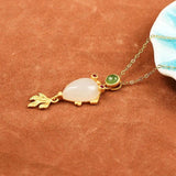 Hetian Jade Goldfish Pendant Necklace for Ladies