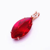 14K Rose Gold Ruby Pendant Necklace 585 Geometry Wedding Jewelry