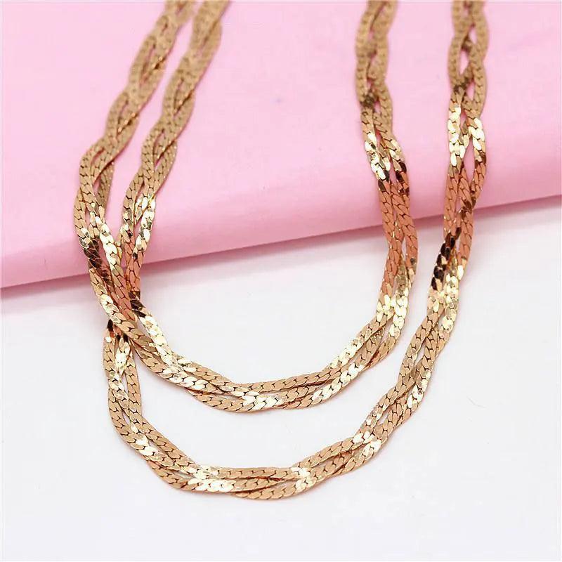 14K Rose Soft Chain Necklace Chunky Hip-Hop Jewelry