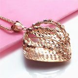 14K Rose Plated Purple Necklace with Geometric Rhombus Pendant