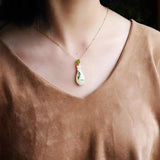 Silver Rose Inlaid Chalcedony Pendant Necklace, Creative Women's Jewelry