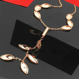 14K Rose Chain Necklace with Tassel Pendant