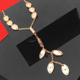 14K Rose Chain Necklace with Tassel Pendant