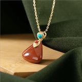 Enamel Porcelain Pendant Necklace with Silver Inlay