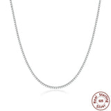 925 Sterling Silver Box Chain Necklace - Lobster Clasp