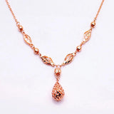 14K Rose Gold Purple Chains Necklace Water Drop Pendant