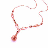 14K Rose Gold Purple Chains Necklace Water Drop Pendant