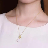 Silver Inlaid Hetian Jade Bead Pendant Necklace Chinese Retro Women's Jewelry