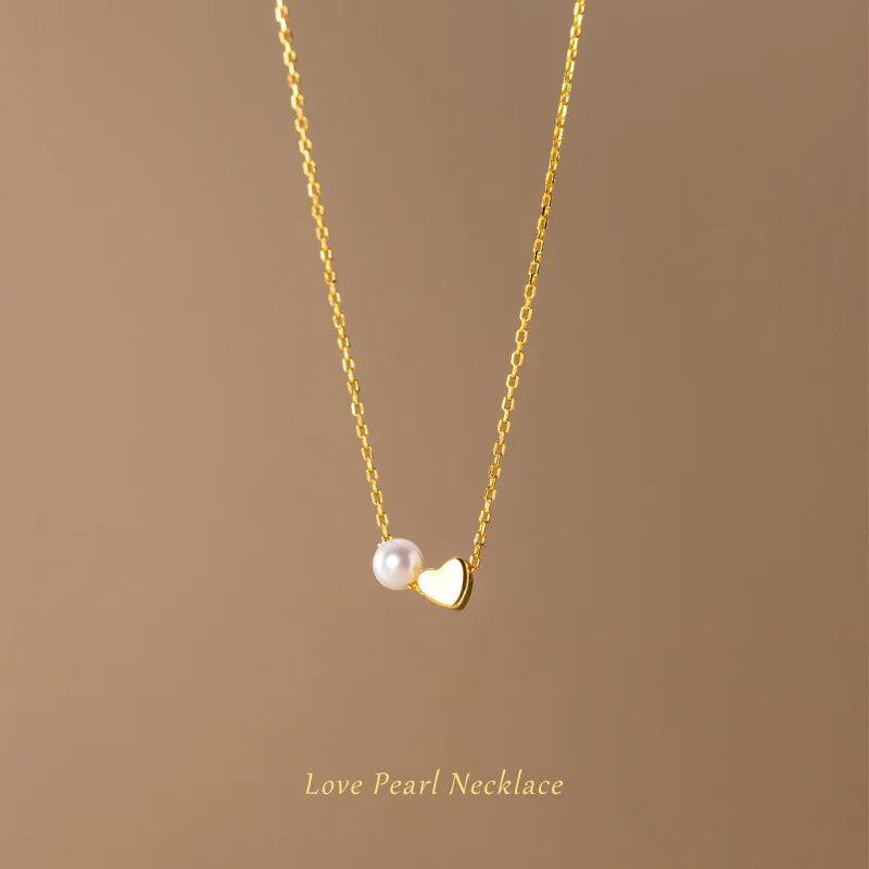 Heart Pearl Pendant Silver 925 Chain Necklace for Women