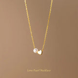 Heart Pearl Pendant Silver 925 Chain Necklace for Women