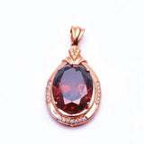 Purple Oval Ruby Necklace 14K Rose Light Plated Wedding Party Jewelry