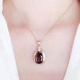 Purple Oval Ruby Necklace 14K Rose Light Plated Wedding Party Jewelry