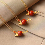 Silver Inlaid South Mouse Pendant Necklace for Women