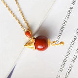 Silver Inlaid South Mouse Pendant Necklace for Women