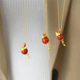 Silver Inlaid South Mouse Pendant Necklace for Women