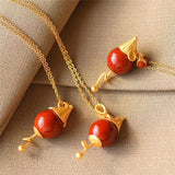 Silver Inlaid South Mouse Pendant Necklace for Women