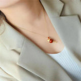 Silver Inlaid South Mouse Pendant Necklace for Women