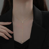 Y Tassel Long Pendant Necklace Silver 925 Chain Choker for Women Girls
