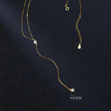 Y Tassel Long Pendant Necklace Silver 925 Chain Choker for Women Girls