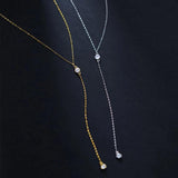 Y Tassel Long Pendant Necklace Silver 925 Chain Choker for Women Girls