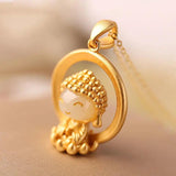 Unique Sand Craft Silver Inlaid Hetian Jade Necklace