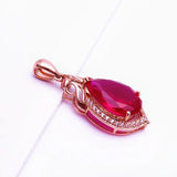 14K Rose Gold Plated Geometric Ruby Necklace Pendant