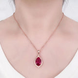 14K Rose Gold Plated Geometric Ruby Necklace Pendant