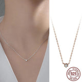 Silver 925 Chain Necklace For Women Single Bead Pendant Girls Choker