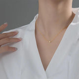 Silver 925 Chain Necklace For Women Single Bead Pendant Girls Choker