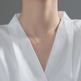 Silver 925 Chain Necklace For Women Single Bead Pendant Girls Choker