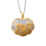 Hetian Chalcedony Dragon Phoenix Pendant Silver Jewelry