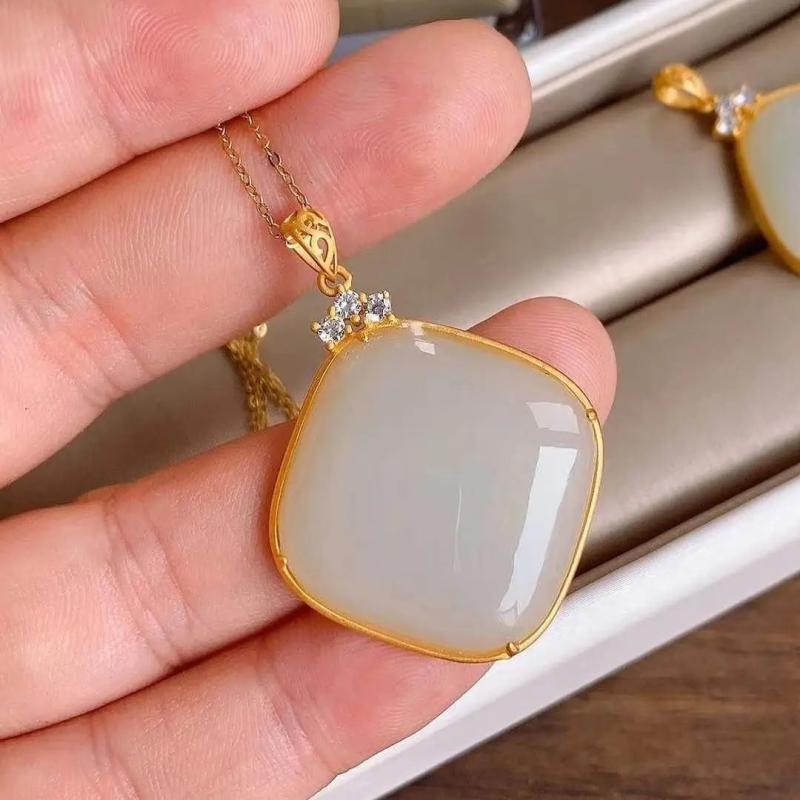 Hetian Jade Pendant Necklace Chinese Bohemian Charm Women