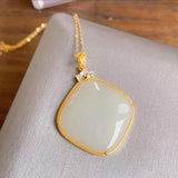 Hetian Jade Pendant Necklace Chinese Bohemian Charm Women