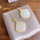 Hetian Jade Pendant Necklace Chinese Bohemian Charm Women