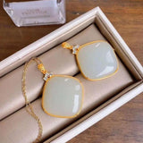 Hetian Jade Pendant Necklace Chinese Bohemian Charm Women