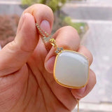 Hetian Jade Pendant Necklace Chinese Bohemian Charm Women