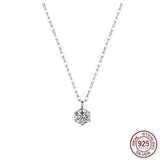 Silver 925 Chain Necklace Zircon Pendant Girls Jewelry Choker