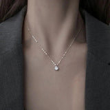 Silver 925 Chain Necklace Zircon Pendant Girls Jewelry Choker