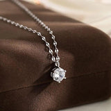 Silver 925 Chain Necklace Zircon Pendant Girls Jewelry Choker