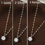 Silver 925 Chain Necklace Zircon Pendant Girls Jewelry Choker