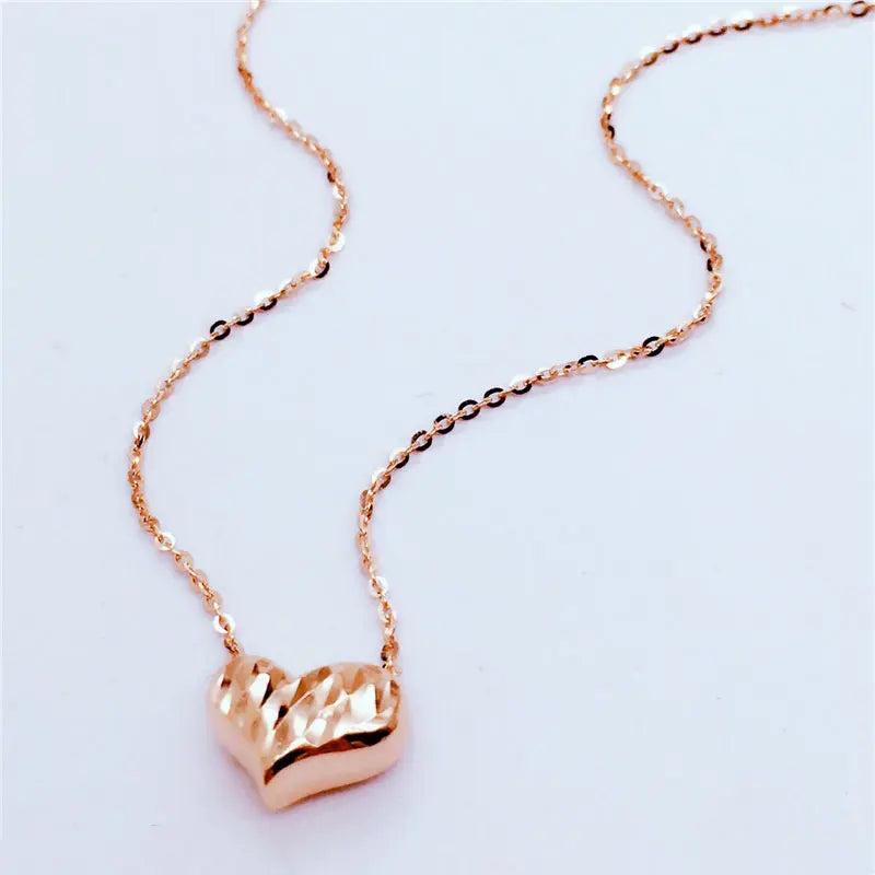 Rose Plated Purple Heart Necklace for Women