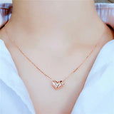 Rose Plated Purple Heart Necklace for Women