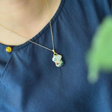 Hetian Jade Cheongsam Pendant Enamel Necklace