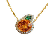 925 Silver Gemstone Oranges Fruits Necklace Pendant Chain
