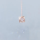 Hollow Polygon Zircon Pendant Necklace 925 Sterling Silver