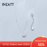 Hollow Polygon Zircon Pendant Necklace 925 Sterling Silver