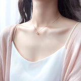 Hollow Polygon Zircon Pendant Necklace 925 Sterling Silver